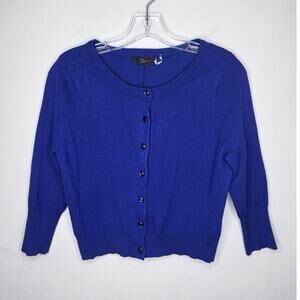 NWT Cyrus international royal blue button front cardigan sweater - small